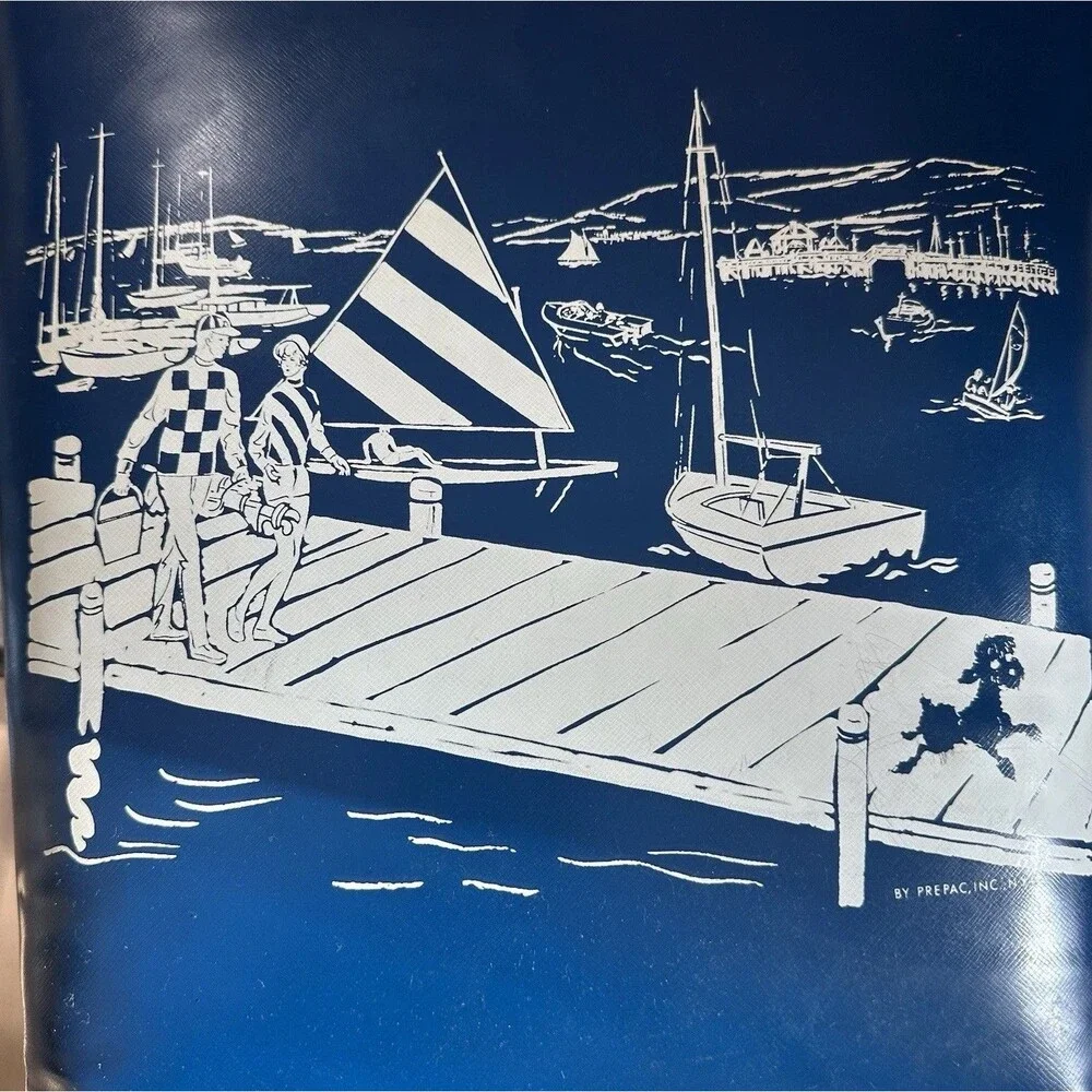 Vtg Vinyl Cooler/Ice Chest Nautical Blue Rope Sailboat Coastal Zip Prepac Inc.
